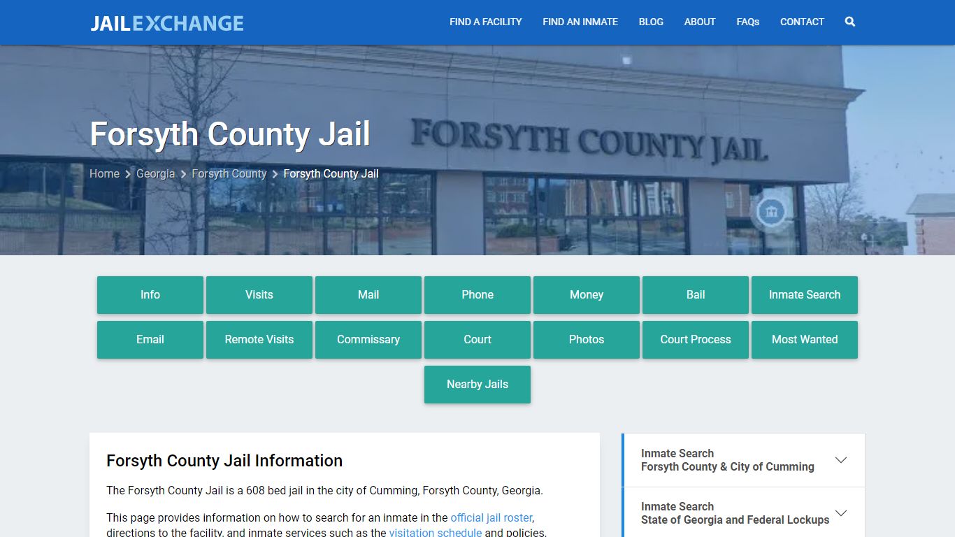 Forsyth County Jail, GA Inmate Search, Information